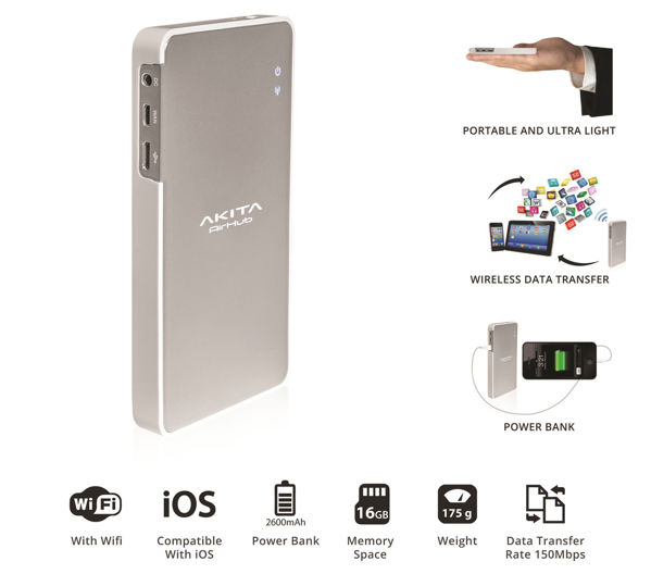 Akita Electronics Airhub Mobile Storage and Hotpsot