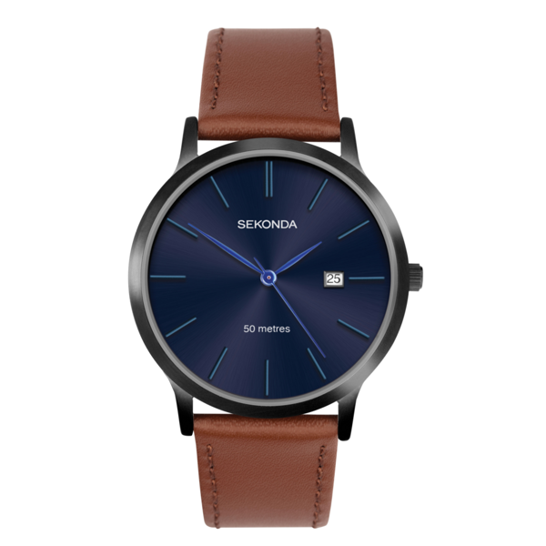 Picture of Gent’s Watch with  Blue Dial and Tan Strap