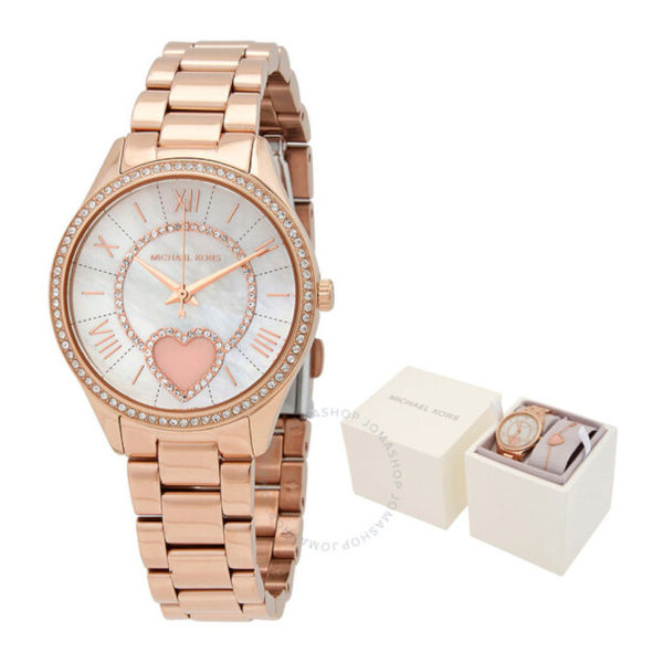 Picture of Michael Kors Lauryn Rose Gold Watch and Bracelet Set