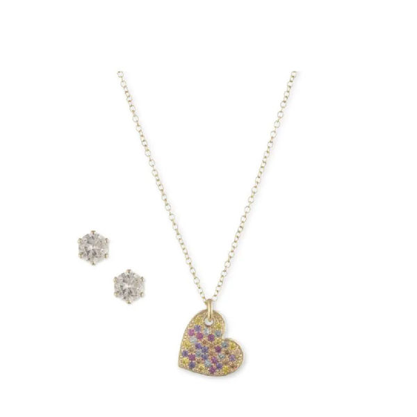 Picture of Anne Klein Gold Tone Heart Pendant,  Necklace and Earring Set
