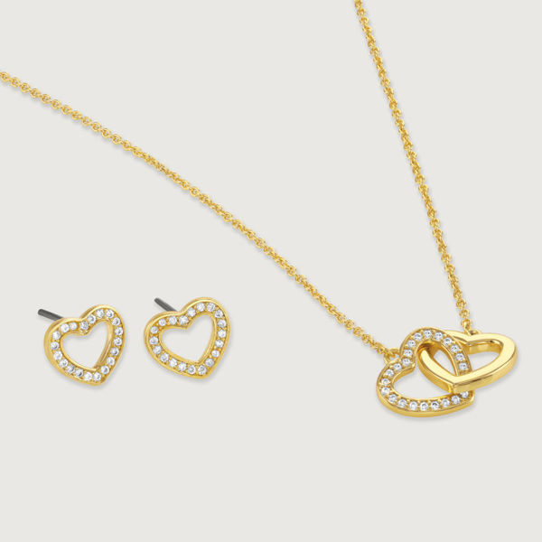 Picture of Buckley London Double Heart Pendant And Earring Set